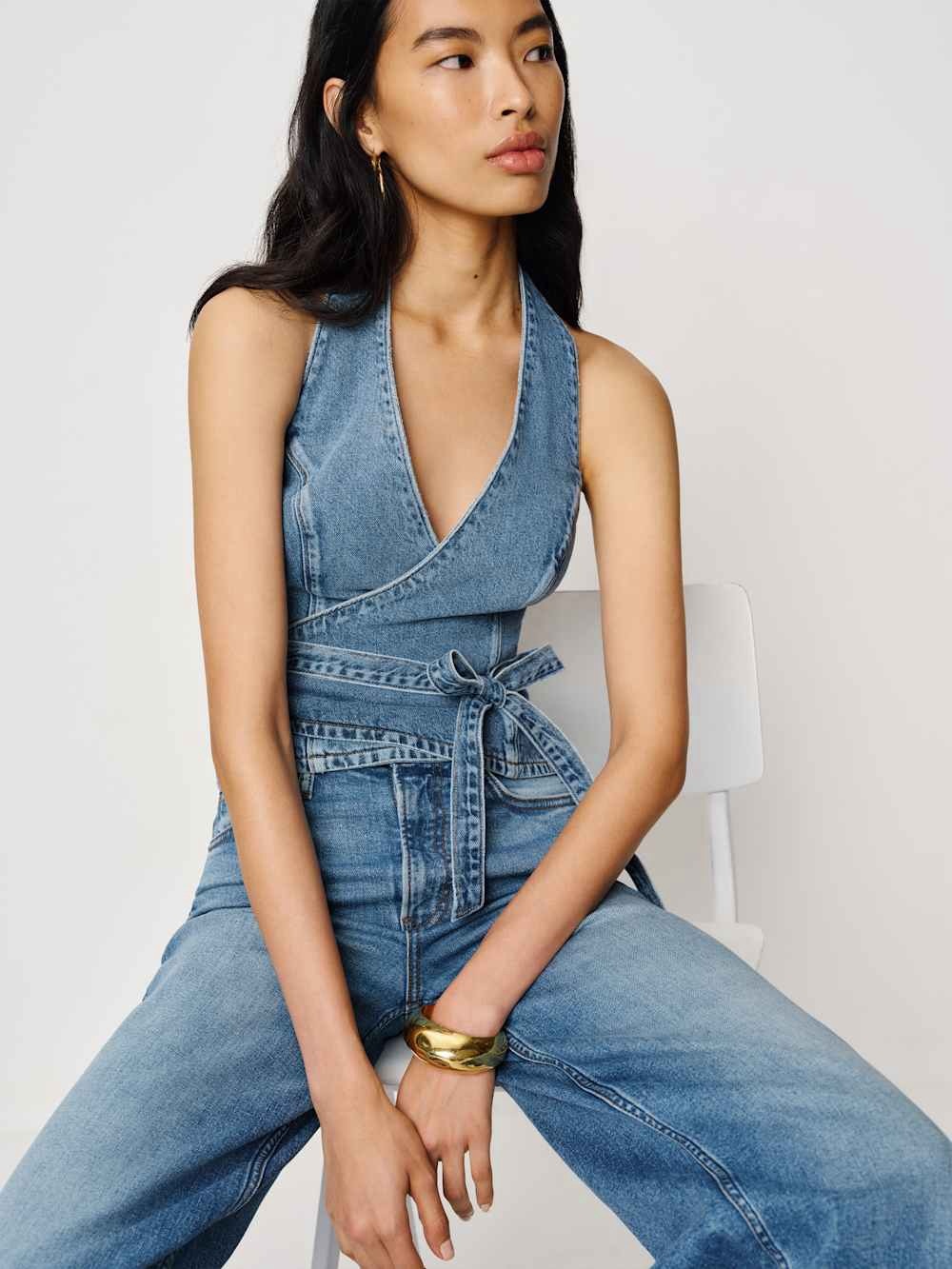 Reformation Gaia Denim Halter Top